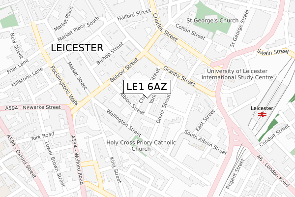 LE1 6AZ map - large scale - OS Open Zoomstack (Ordnance Survey)