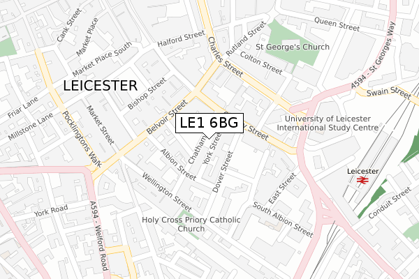 LE1 6BG map - large scale - OS Open Zoomstack (Ordnance Survey)