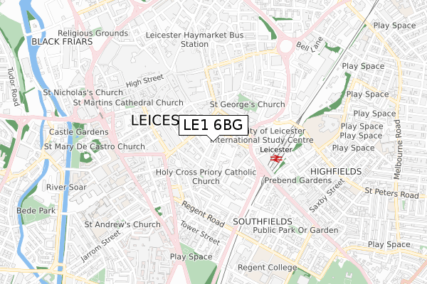 LE1 6BG map - small scale - OS Open Zoomstack (Ordnance Survey)