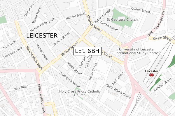 LE1 6BH map - large scale - OS Open Zoomstack (Ordnance Survey)