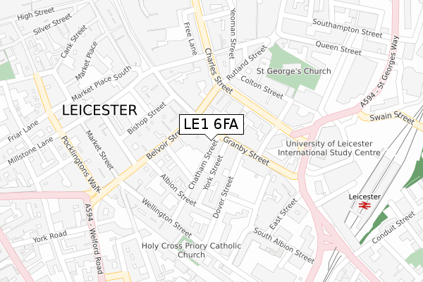 LE1 6FA map - large scale - OS Open Zoomstack (Ordnance Survey)