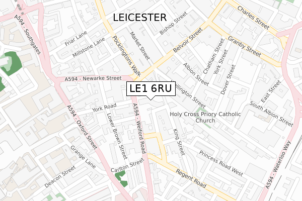 LE1 6RU map - large scale - OS Open Zoomstack (Ordnance Survey)