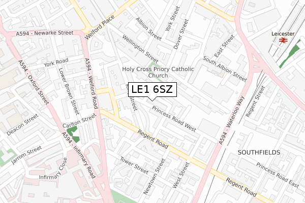 LE1 6SZ map - large scale - OS Open Zoomstack (Ordnance Survey)