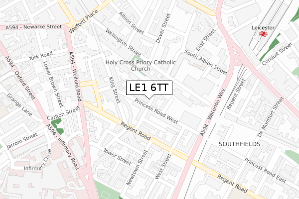 LE1 6TT map - large scale - OS Open Zoomstack (Ordnance Survey)