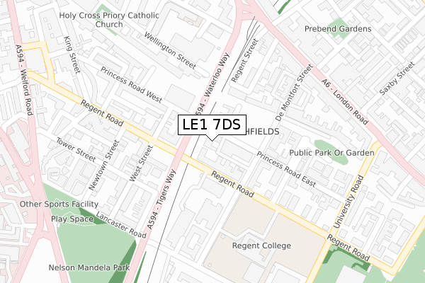 LE1 7DS map - large scale - OS Open Zoomstack (Ordnance Survey)