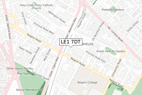 LE1 7DT map - large scale - OS Open Zoomstack (Ordnance Survey)