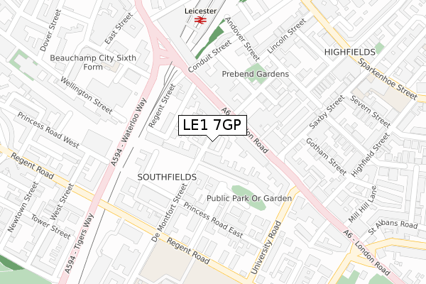 LE1 7GP map - large scale - OS Open Zoomstack (Ordnance Survey)