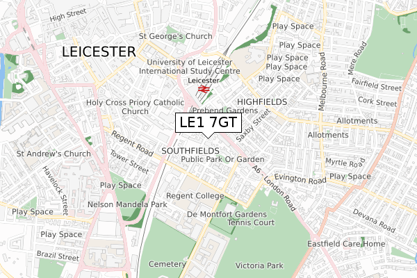 LE1 7GT map - small scale - OS Open Zoomstack (Ordnance Survey)