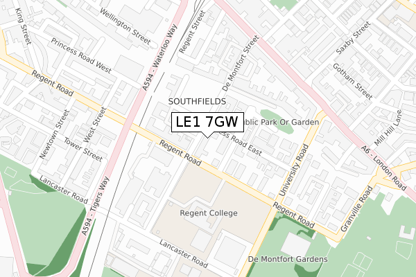 LE1 7GW map - large scale - OS Open Zoomstack (Ordnance Survey)