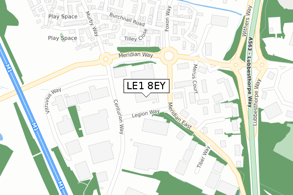 LE1 8EY map - large scale - OS Open Zoomstack (Ordnance Survey)