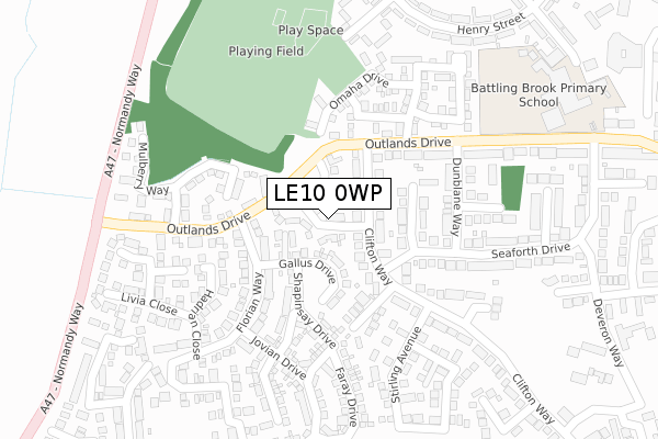 LE10 0WP map - large scale - OS Open Zoomstack (Ordnance Survey)