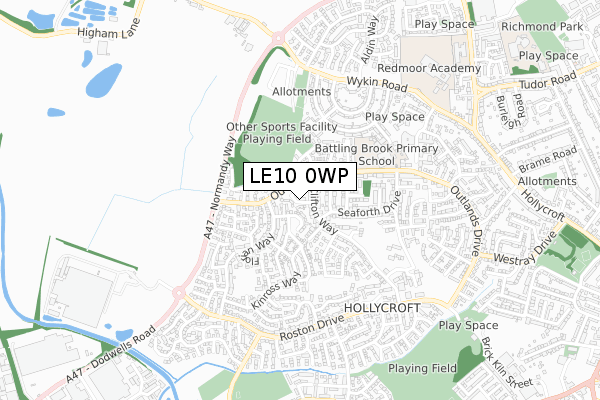 LE10 0WP map - small scale - OS Open Zoomstack (Ordnance Survey)