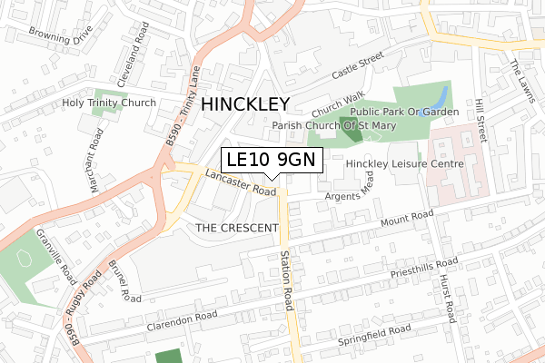 LE10 9GN map - large scale - OS Open Zoomstack (Ordnance Survey)