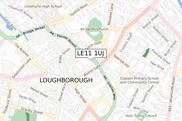 LE11 1UJ map - large scale - OS Open Zoomstack (Ordnance Survey)