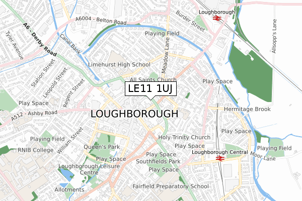 LE11 1UJ map - small scale - OS Open Zoomstack (Ordnance Survey)