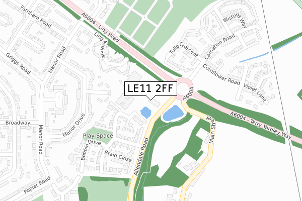 LE11 2FF map - large scale - OS Open Zoomstack (Ordnance Survey)