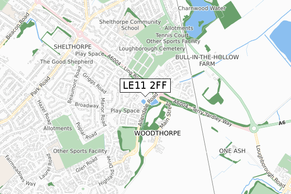 LE11 2FF map - small scale - OS Open Zoomstack (Ordnance Survey)