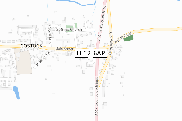 LE12 6AP map - large scale - OS Open Zoomstack (Ordnance Survey)