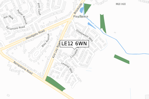 LE12 6WN map - large scale - OS Open Zoomstack (Ordnance Survey)