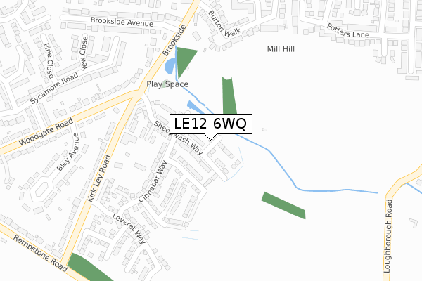 LE12 6WQ map - large scale - OS Open Zoomstack (Ordnance Survey)