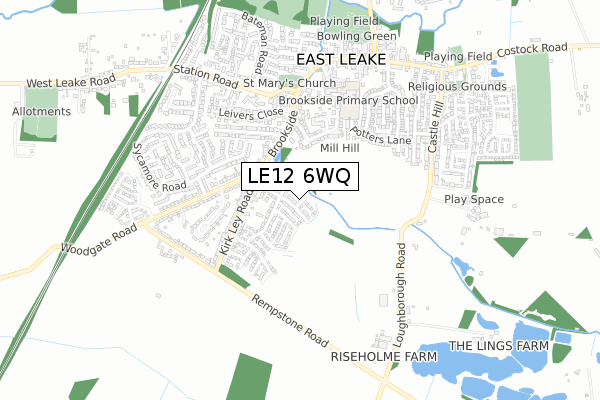 LE12 6WQ map - small scale - OS Open Zoomstack (Ordnance Survey)