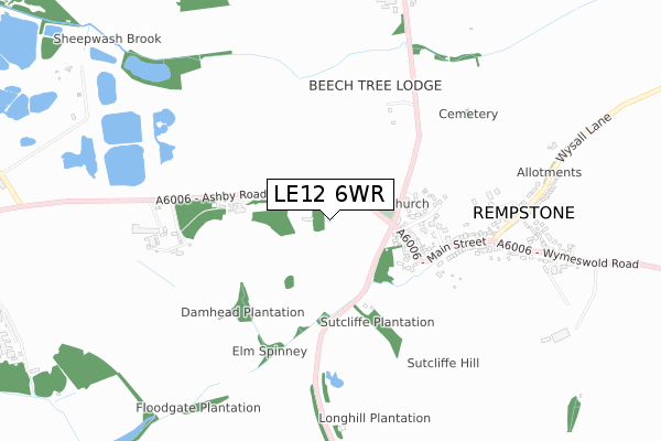 LE12 6WR map - small scale - OS Open Zoomstack (Ordnance Survey)