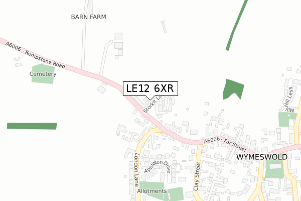 LE12 6XR map - large scale - OS Open Zoomstack (Ordnance Survey)