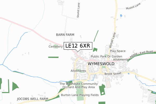 LE12 6XR map - small scale - OS Open Zoomstack (Ordnance Survey)