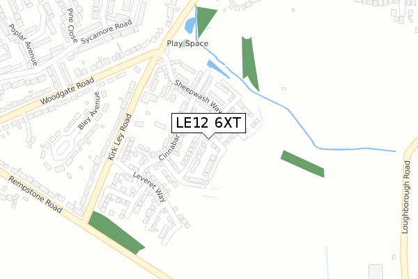 LE12 6XT map - large scale - OS Open Zoomstack (Ordnance Survey)