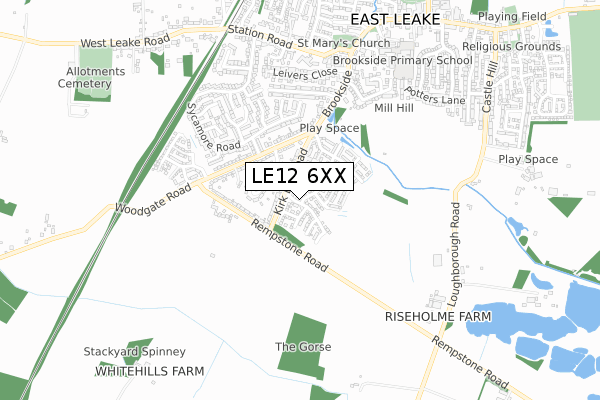 LE12 6XX map - small scale - OS Open Zoomstack (Ordnance Survey)