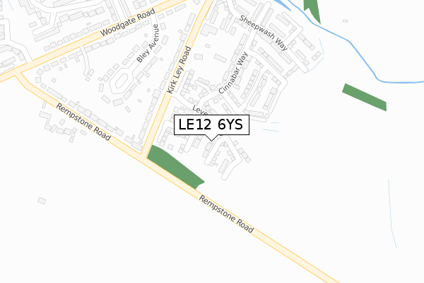 LE12 6YS map - large scale - OS Open Zoomstack (Ordnance Survey)