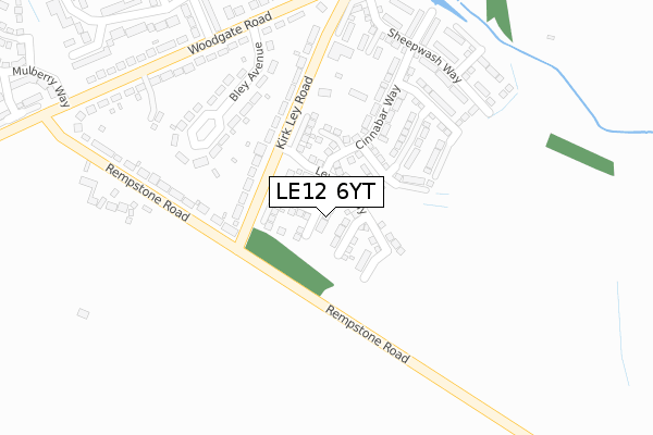 LE12 6YT map - large scale - OS Open Zoomstack (Ordnance Survey)