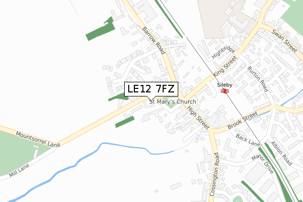 LE12 7FZ map - large scale - OS Open Zoomstack (Ordnance Survey)