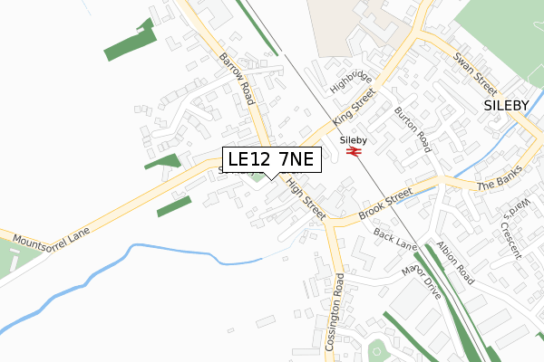 LE12 7NE map - large scale - OS Open Zoomstack (Ordnance Survey)