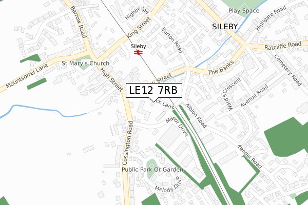 LE12 7RB map - large scale - OS Open Zoomstack (Ordnance Survey)