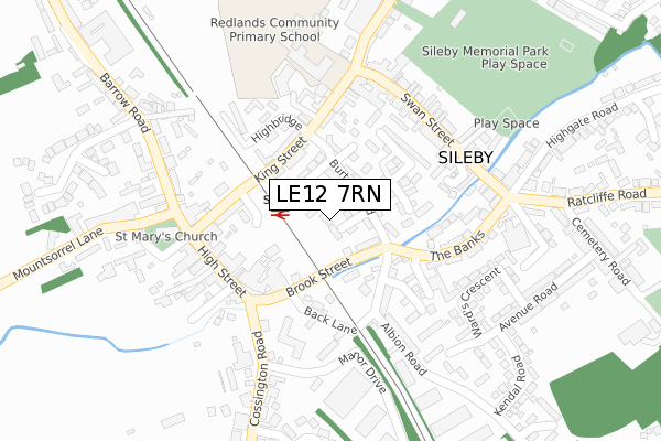 LE12 7RN map - large scale - OS Open Zoomstack (Ordnance Survey)