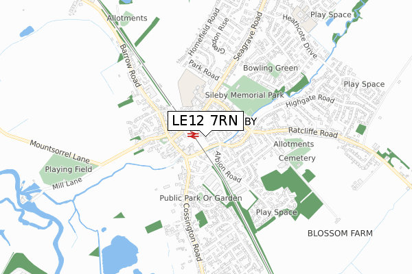 LE12 7RN map - small scale - OS Open Zoomstack (Ordnance Survey)