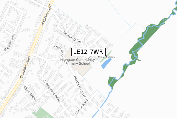 LE12 7WR map - large scale - OS Open Zoomstack (Ordnance Survey)