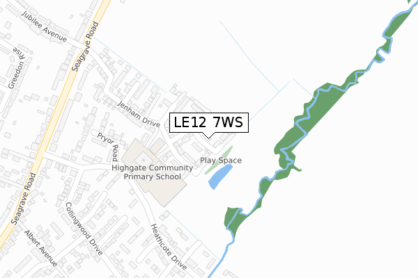 LE12 7WS map - large scale - OS Open Zoomstack (Ordnance Survey)