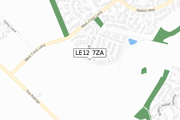 LE12 7ZA map - large scale - OS Open Zoomstack (Ordnance Survey)