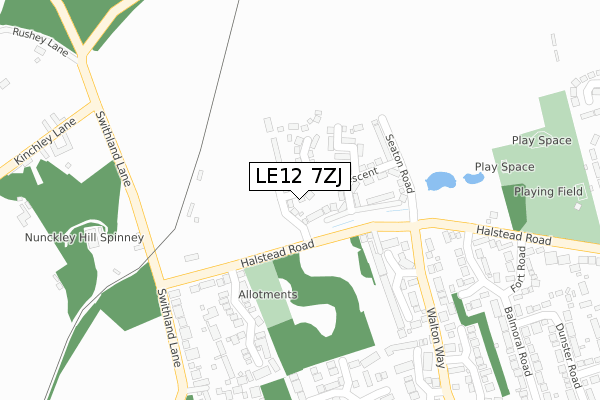 LE12 7ZJ map - large scale - OS Open Zoomstack (Ordnance Survey)