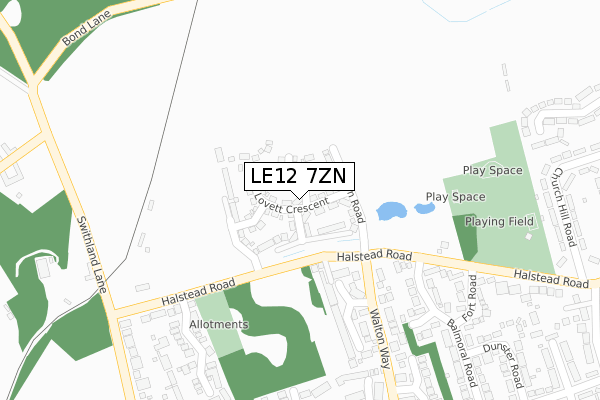 LE12 7ZN map - large scale - OS Open Zoomstack (Ordnance Survey)