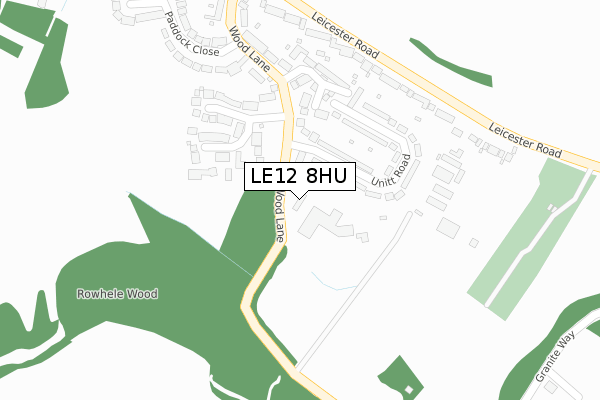 LE12 8HU map - large scale - OS Open Zoomstack (Ordnance Survey)