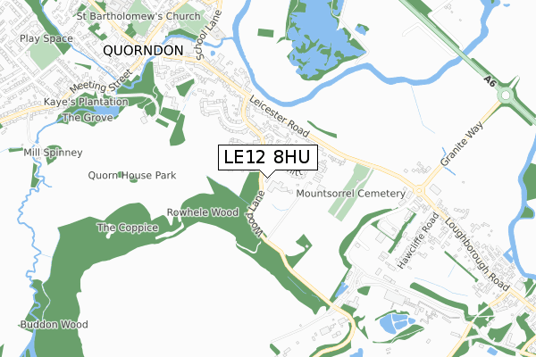 LE12 8HU map - small scale - OS Open Zoomstack (Ordnance Survey)