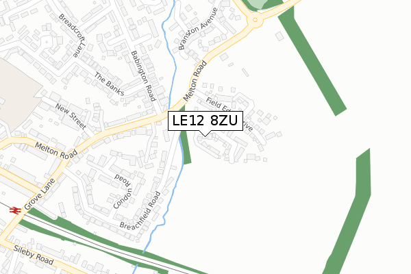 LE12 8ZU map - large scale - OS Open Zoomstack (Ordnance Survey)