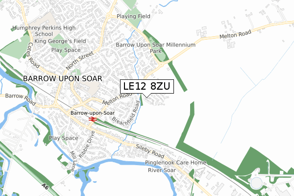 LE12 8ZU map - small scale - OS Open Zoomstack (Ordnance Survey)