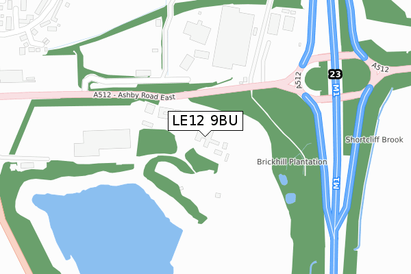 LE12 9BU map - large scale - OS Open Zoomstack (Ordnance Survey)