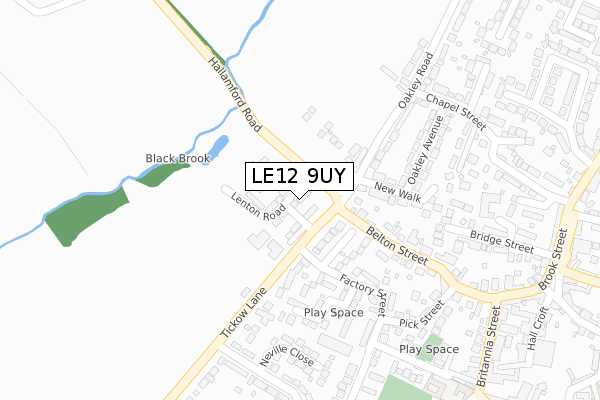 LE12 9UY map - large scale - OS Open Zoomstack (Ordnance Survey)