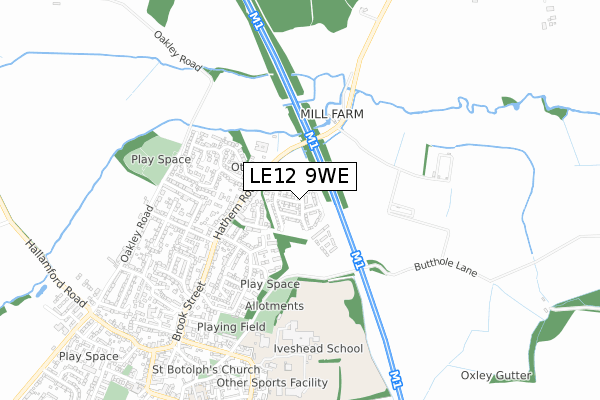 LE12 9WE map - small scale - OS Open Zoomstack (Ordnance Survey)