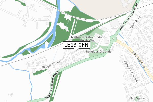 LE13 0FN map - large scale - OS Open Zoomstack (Ordnance Survey)